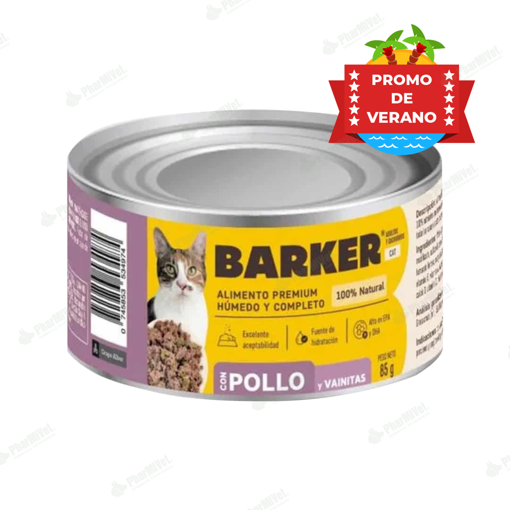 BARKER CON POLLO Y VAINITAS LATA X 85 gr