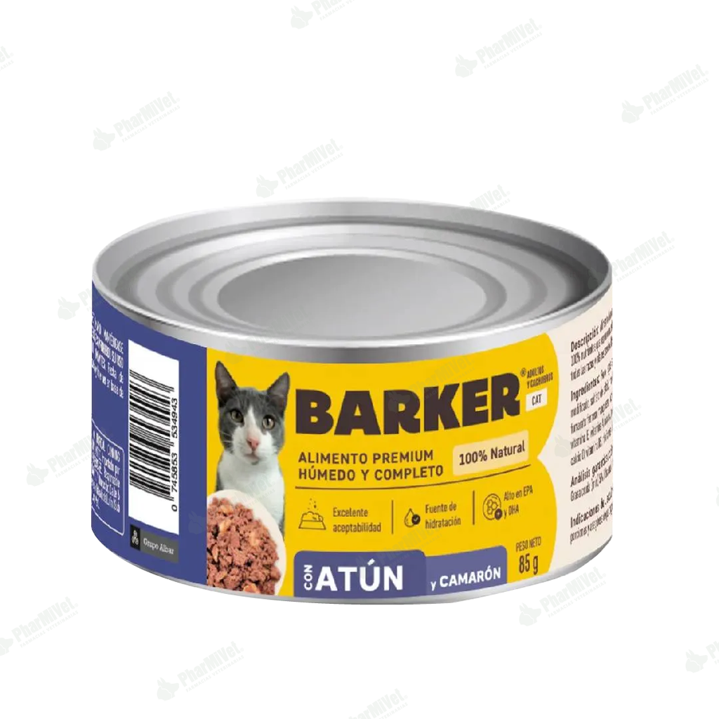 BARKER CON ATUN Y CAMARON LATA X 85 gr