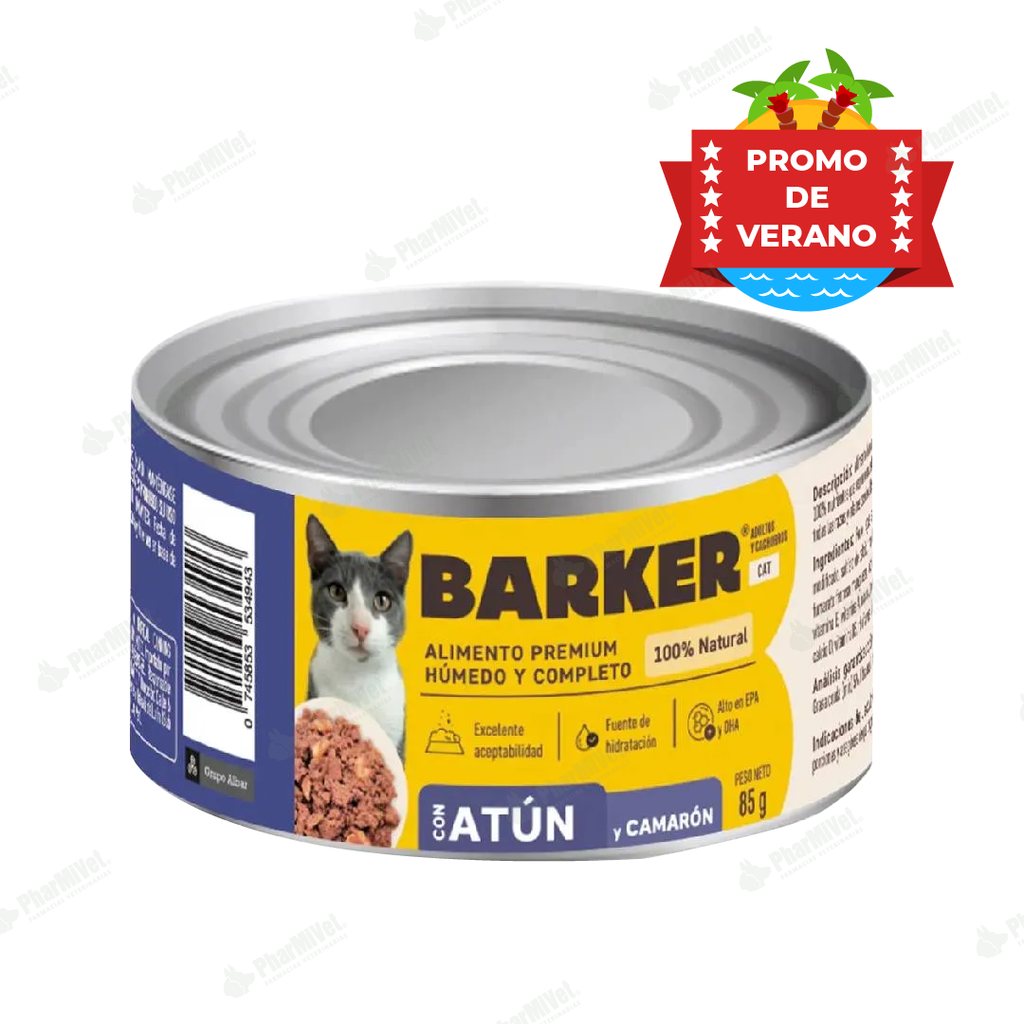 BARKER CON ATUN Y CAMARON LATA X 85 gr