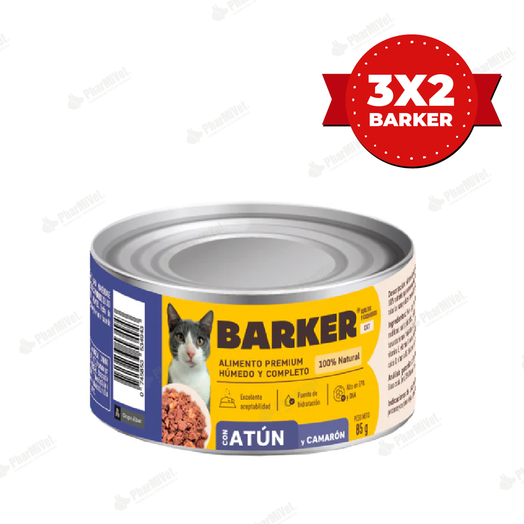 BARKER CON ATUN Y CAMARON LATA X 85 gr