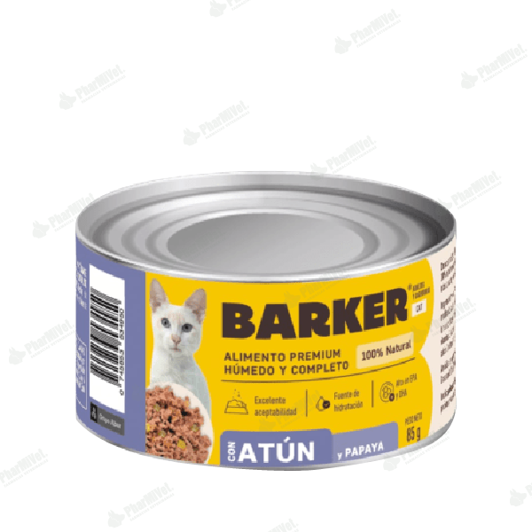 BARKER CON ATUN Y PAPAYA LATA X 85 gr
