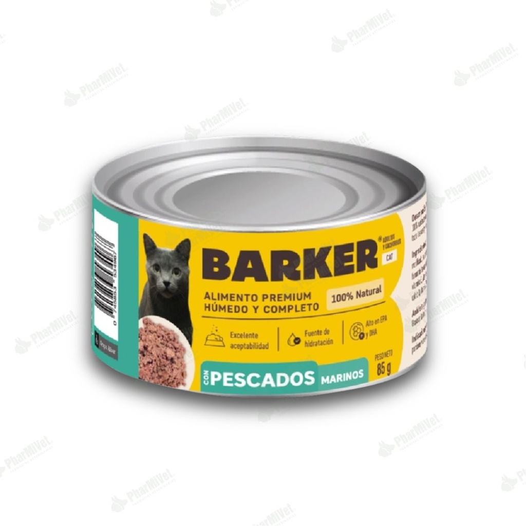 BARKER CON PESCADO Y MARINOS LATA X 85 gr