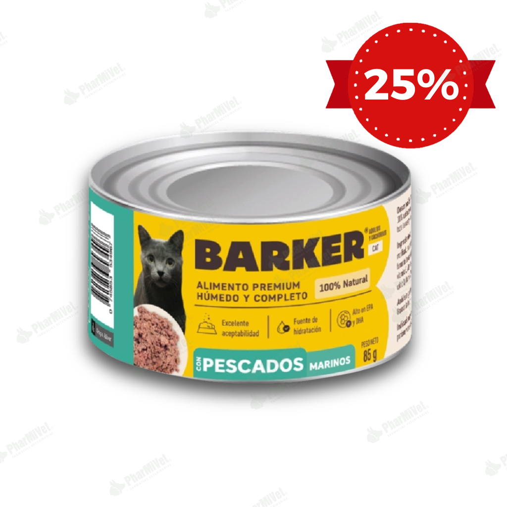BARKER CON PESCADO Y MARINOS LATA X 85 gr