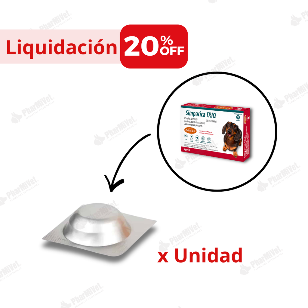 LIQUIDACION: SIMPARICA TRIO 12 MG DE 5.1 - 10 KG X UNIDAD