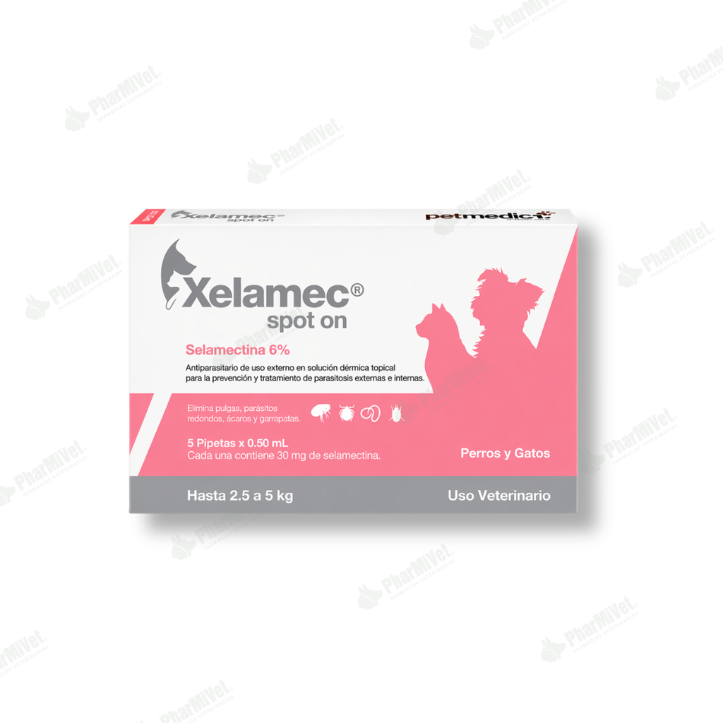 CAJA PIPETA XELAMEC SPOT X 0.50ML DE 2.5 KG A 5 KG. X 5 UND