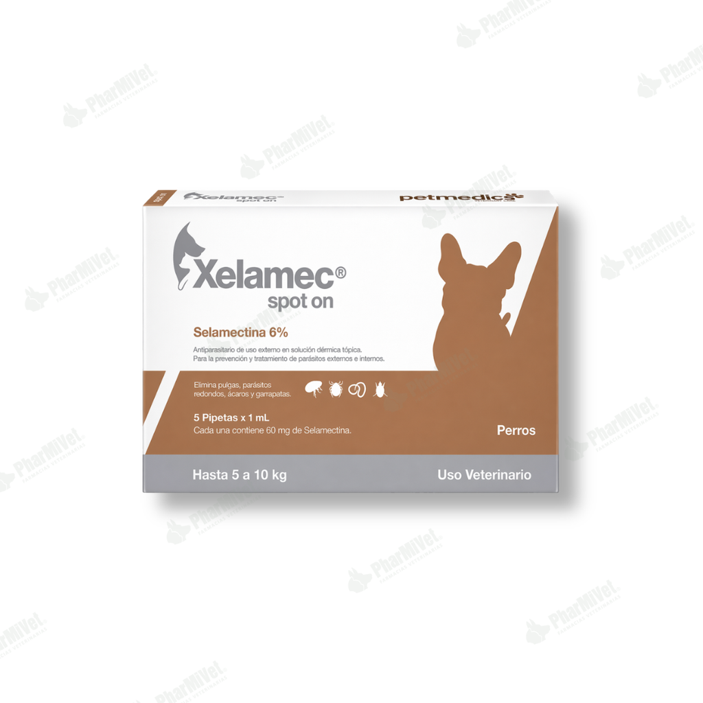 CAJA PIPETA XELAMEC SPOT X 1 ML DE 5 A 10 KG. X 5 UND