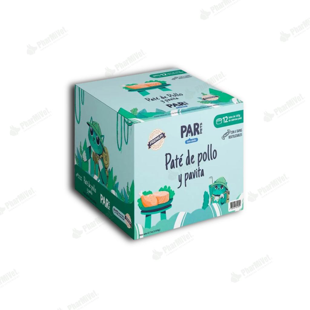 PAR PETS PATE DE POLLO Y PAVITA X 160 GR PACK X 12 UND