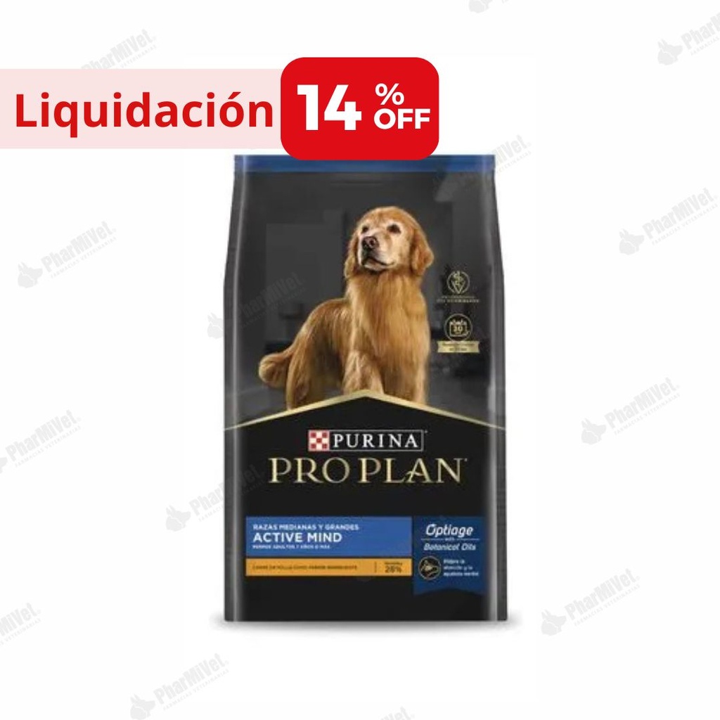 LIQUIDACIÓN: PROPLAN ACTIVE MIND RAZ MED/GRAN X 15 KG