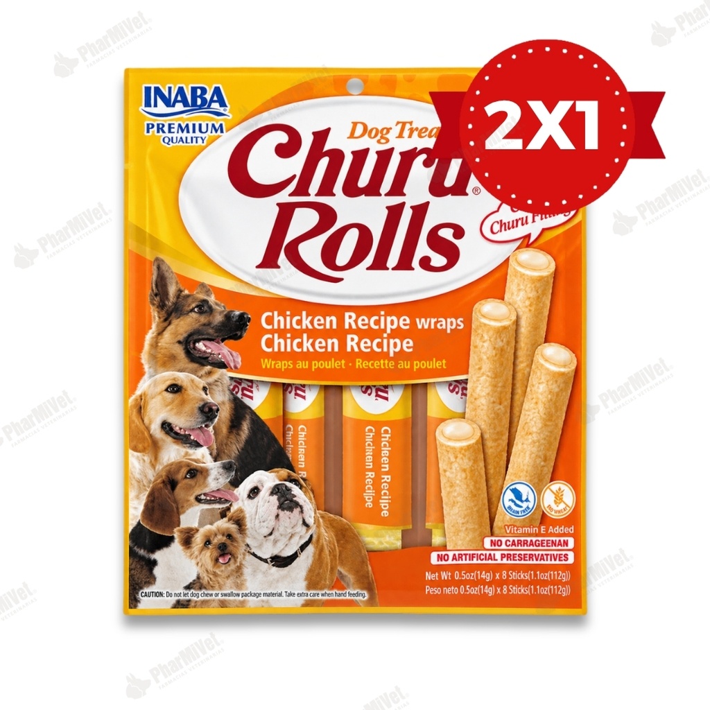 CHURU ROLLS FOR DOG CHICKEN RECIPE WRAPS CHICKEN RECIPE X 8 UND (731)