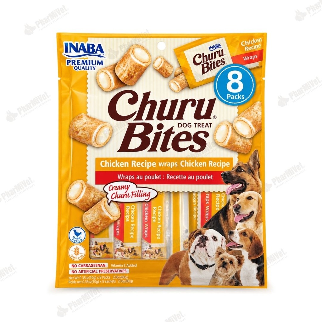 CHURU BITES FOR DOG CHICKEN RECIPE WRAPS CHICKEN RECIPE X 8 UND (721)