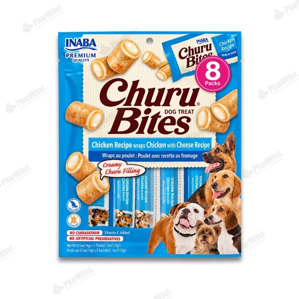 CHURU BITES FOR DOG CHICKEN RECIPE WRAPS CHICKEN WITH CHEESE RECIPE X 8 UND (724)