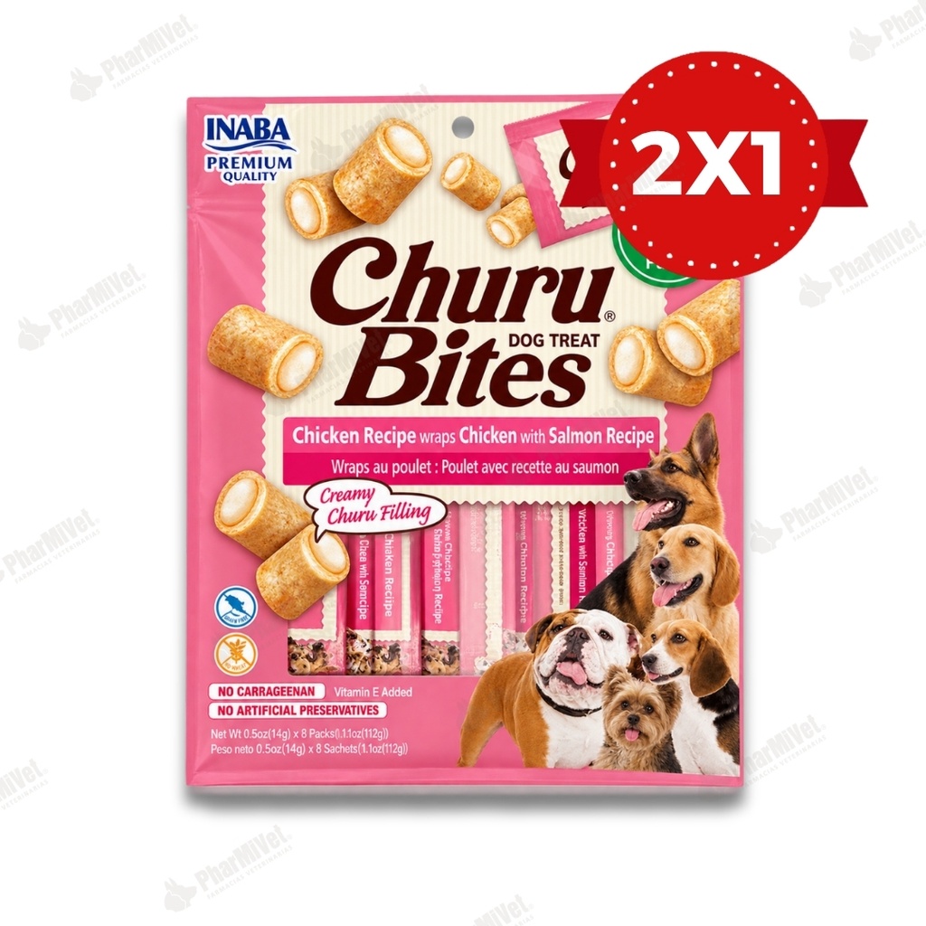 CHURU BITES FOR DOG CHICKEN RECIPE WRAPS CHICKEN WITH SALMON RECIPE X 8 UND (723)