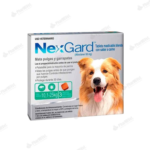 [81010101077] NEX GARD 68 MG DE 10-25 KG X 3 TAB