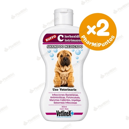[81050405015] SHAMPOO CLORHEXIDINA + CLOTRIMAZOL VETLINEX X 300 ML