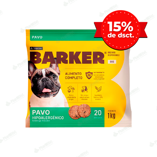 [8680306016] BARKER HAMBURGUESA PAVO (1KG) X 20 UND