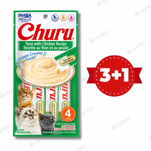 [81040404027] CHURU CAT TUNA WITH CHIKEN RECIPE X 4 TUBOS (602)