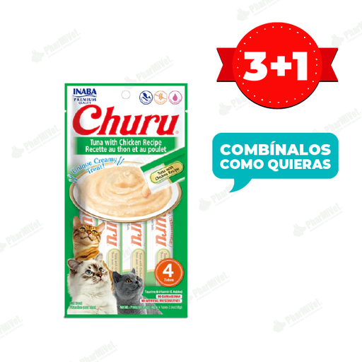 [81040404027] CHURU CAT TUNA WITH CHIKEN RECIPE X 4 TUBOS (602)