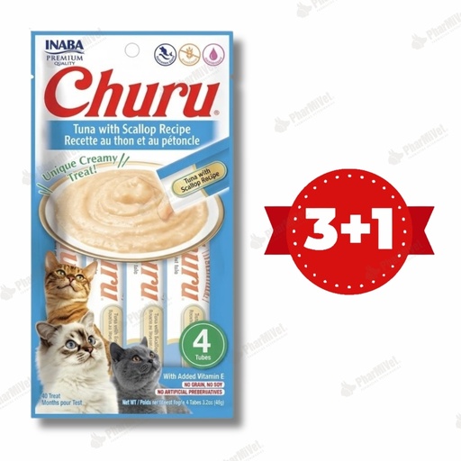[81040404029] CHURU CAT TUNA WITH SCALLOP RECIPE  X 4 TUBOS (604)
