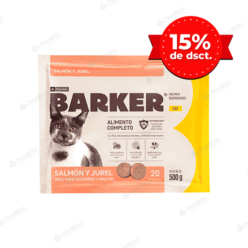 [8680306031] BARKER HAMBURGUESAS GATOS DE SALMON JUREL X 500 GR