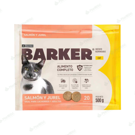 [8680306031] BARKER HAMBURGUESAS GATOS DE SALMON JUREL X 500 GR