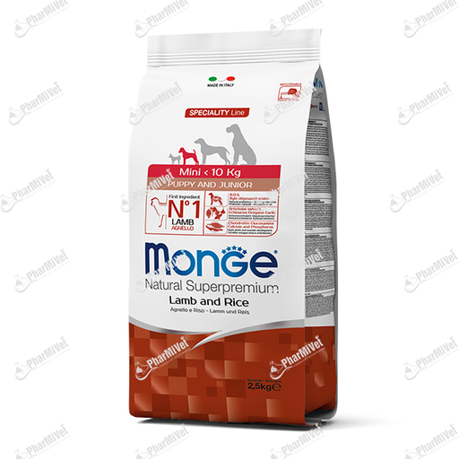 [8240301034] MONGE CANINE PUPPY MINI CORDERO Y ARROZ 2.5 KG