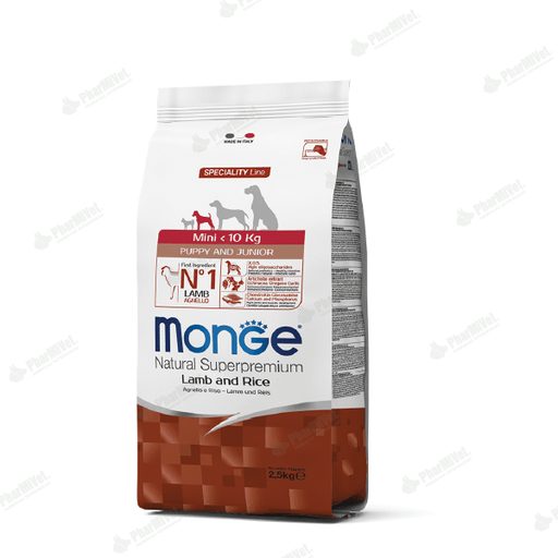 [8P040303048] MONGE CANINE PUPPY MINI CORDERO Y ARROZ 2.5 KG