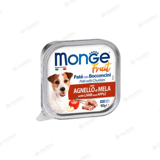 [81040205011] MONGE CANINE FRUIT CORDERO Y MANZANA X 100 GR
