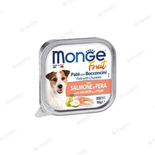 [81040205015] MONGE CANINE FRUIT SALMON Y PERA X 100 GR
