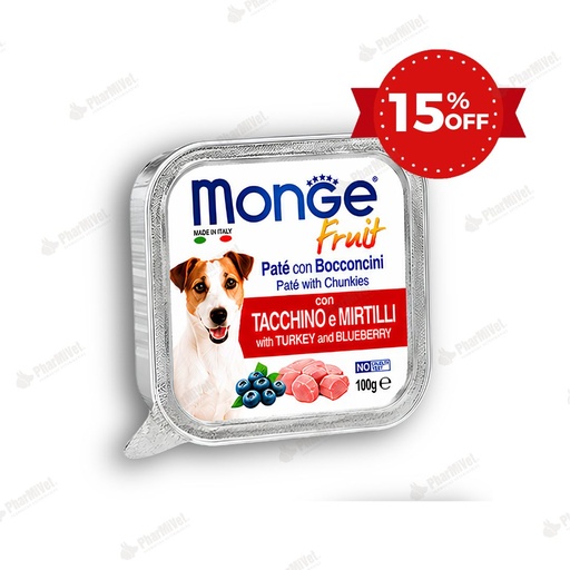 [81040205014] MONGE CANINE FRUIT PAVO Y ARANDANOS X 100 GR