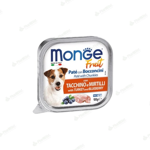 [8P040205014] MONGE CANINE FRUIT PAVO Y ARANDANOS X 100 GR