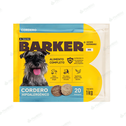 [8680306014] BARKER HAMBURGUESA CORDERO (1 KG) X 20 UND