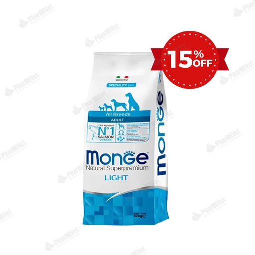 [81040303044] MONGE CANINE ADULT SALMON LIGHT 12 KG