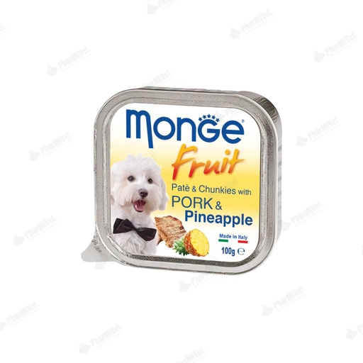 [81040205010] MONGE CANINE FRUIT CERDO Y PIÑA ALUTRAY 100 G