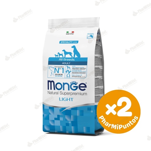 [81040303045] MONGE CANINE ADULT SALMON LIGHT 2.5 KG