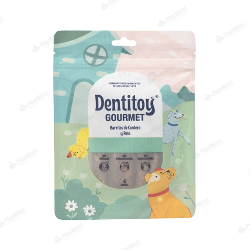 [81040404033] DENTITOY  GOURMET BARRITAS CORDERO Y PATO X 6 UND
