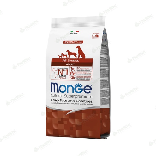 [8P040303041] MONGE CANINE ADULTO CORDERO CON ARROZ Y PAPA 2.5 KG