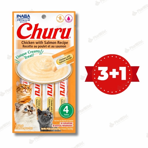 [81040404016] CHURU CAT CHICKEN WITH SALMON RECIPE X 4 TUBOS (667)