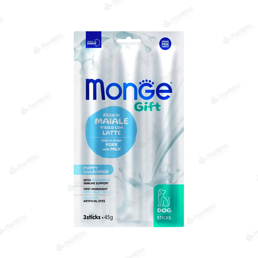 [8P040205030] MONGE GIFT STICKS PUPPY DOG (CERDO+LECHE) 45 G
