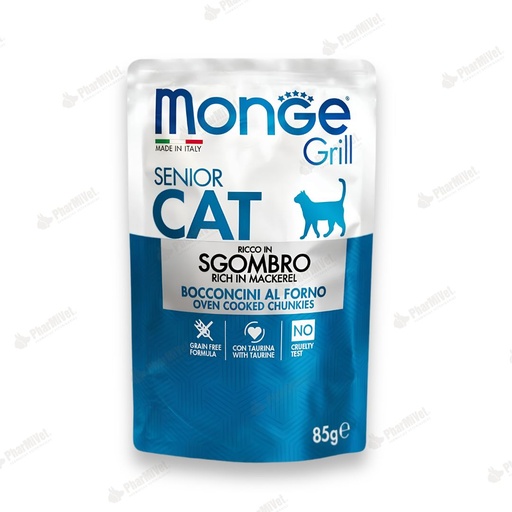 [81040205026] MONGE FELINE GRILL SENIOR CABALLA SOBRE 85 GR (1065)