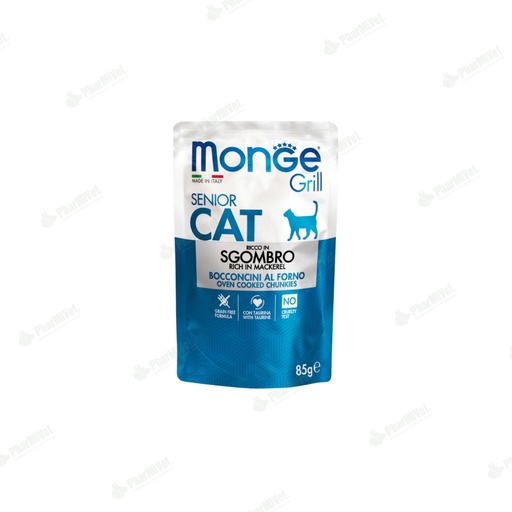 [81040205026] MONGE FELINE GRILL SENIOR CABALLA SOBRE 85 GR (1065)