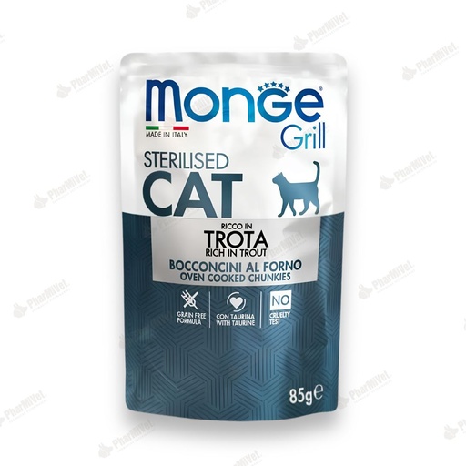 [81040205027] MONGE FELINE GRILL STERILISED TRUCHA SOBRE 85 GR (1064)