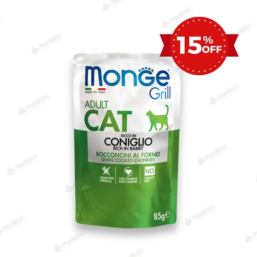 [81040205024] MONGE FELINE GRILL CONEJO SOBRE 85 GR (1063)