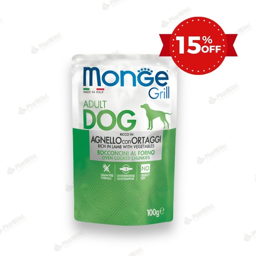 [81040205017] MONGE CANINE GRILL CORDERO Y VEGETALES SOBRE 100 GR (1058)