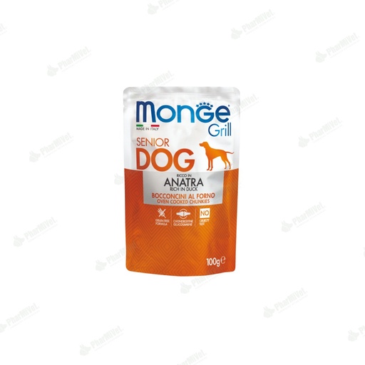 [81040205021] MONGE CANINE GRILL SENIOR PATO SOBRE 100 GR (1057)