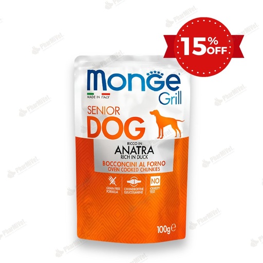 [81040205021] MONGE CANINE GRILL SENIOR PATO SOBRE 100 GR (1057)