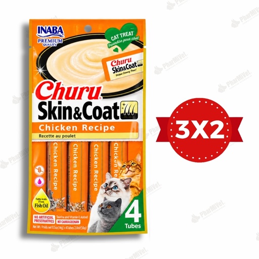 [81040404134] CHURU SKIN &amp; COAT POLLO X 4 UND